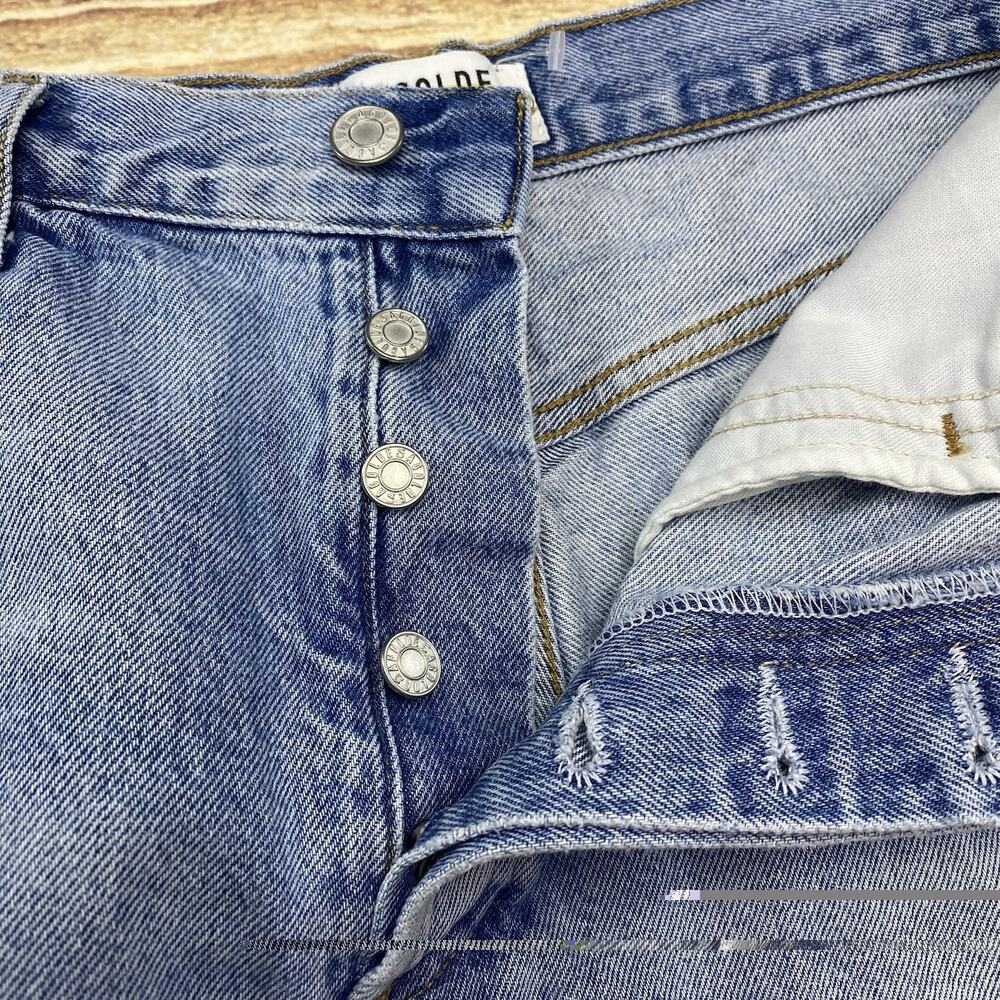 AGOLDE Cut Off Jean Shorts Button Fly Distressed Denim Size 29 Denim 2” Inseam - Picture 4 of 10
